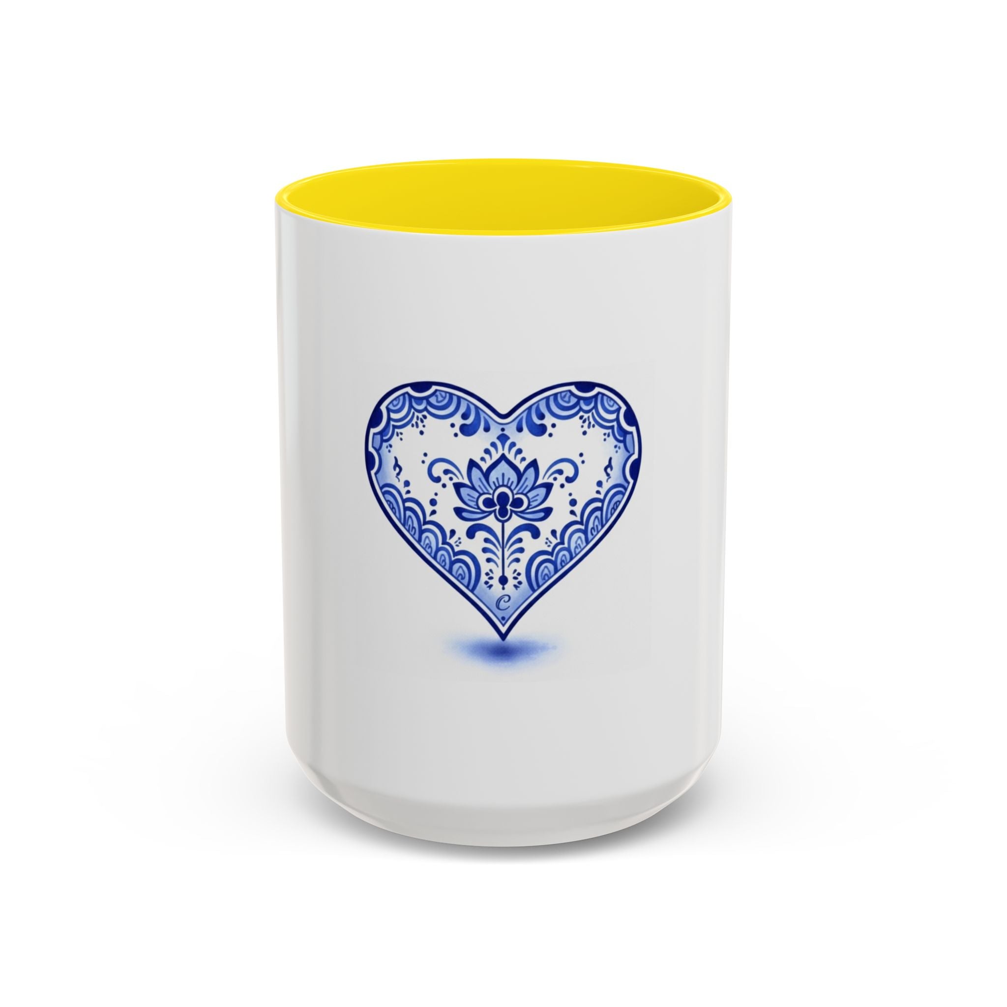 Blue Floral Heart Mug | Accent Coffee Mug 11oz 15oz