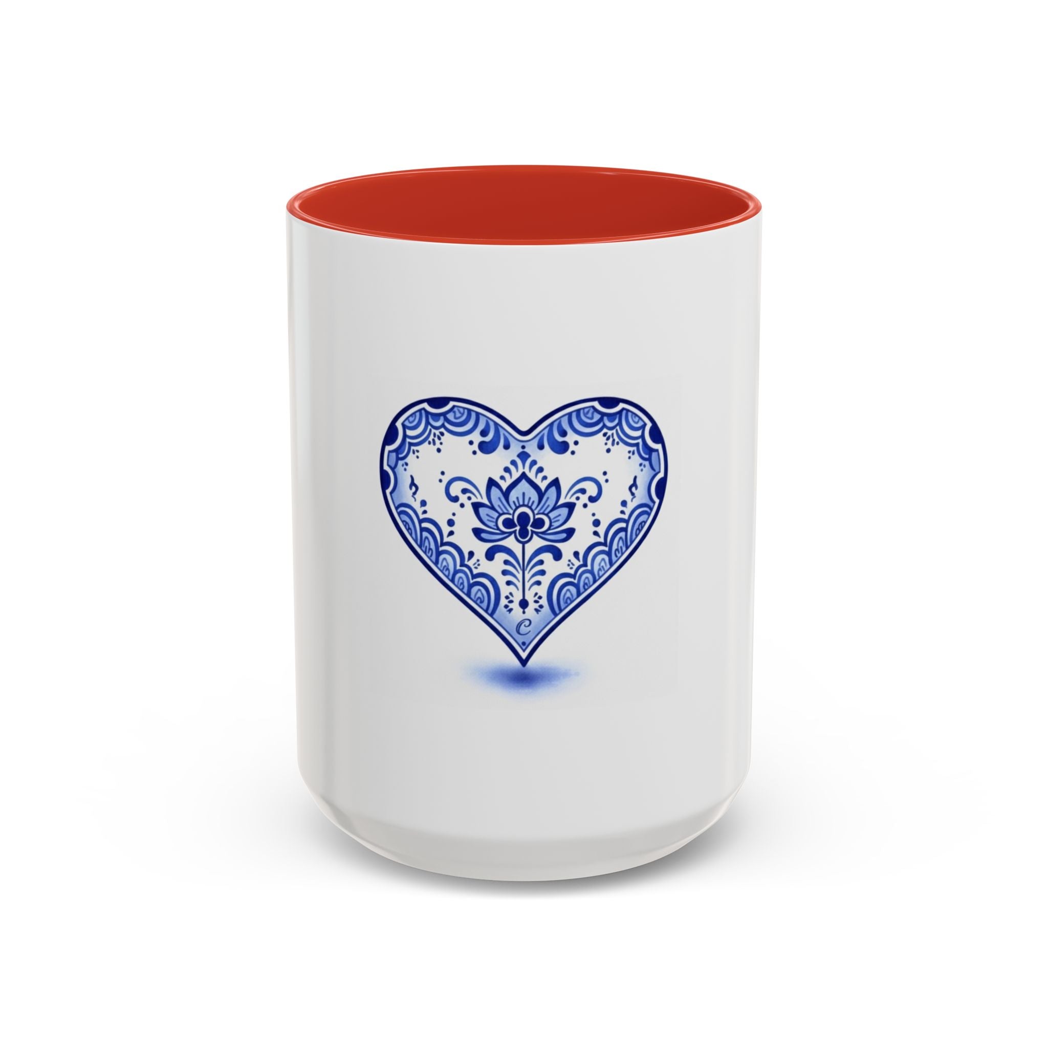 Blue Floral Heart Mug | Accent Coffee Mug 11oz 15oz