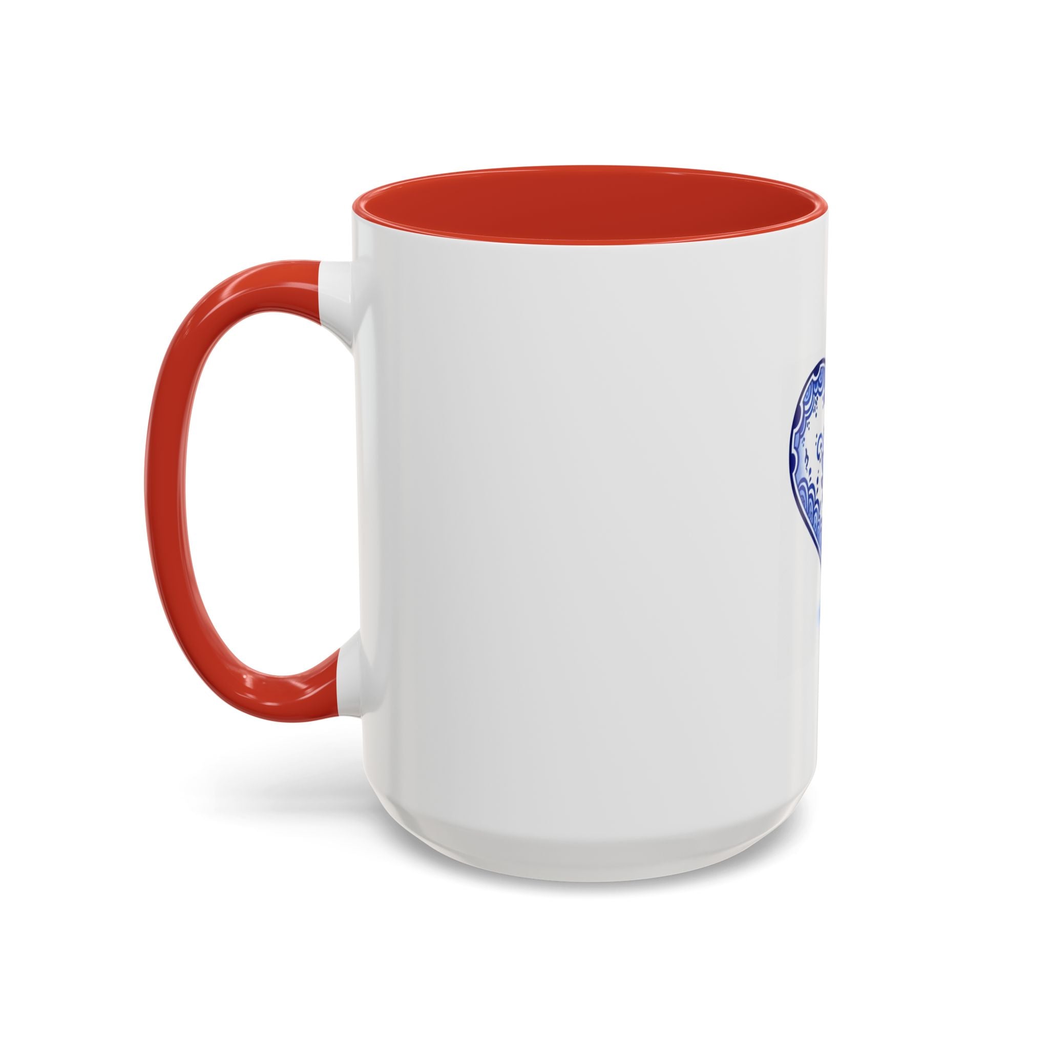 Blue Floral Heart Mug | Accent Coffee Mug 11oz 15oz
