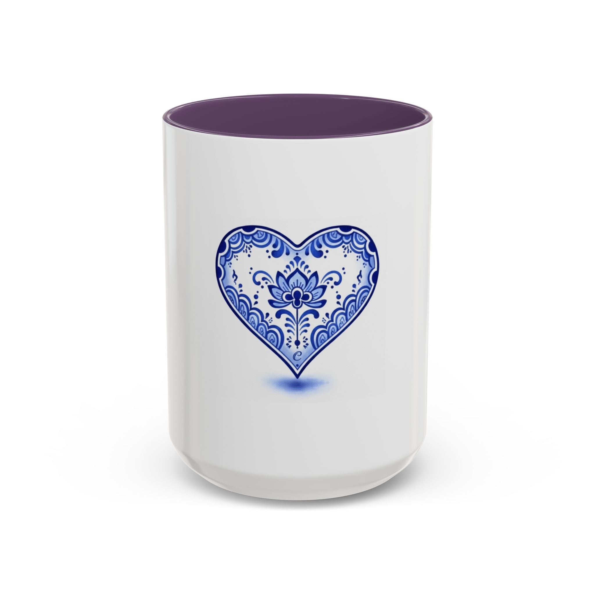 Blue Floral Heart Mug | Accent Coffee Mug 11oz 15oz