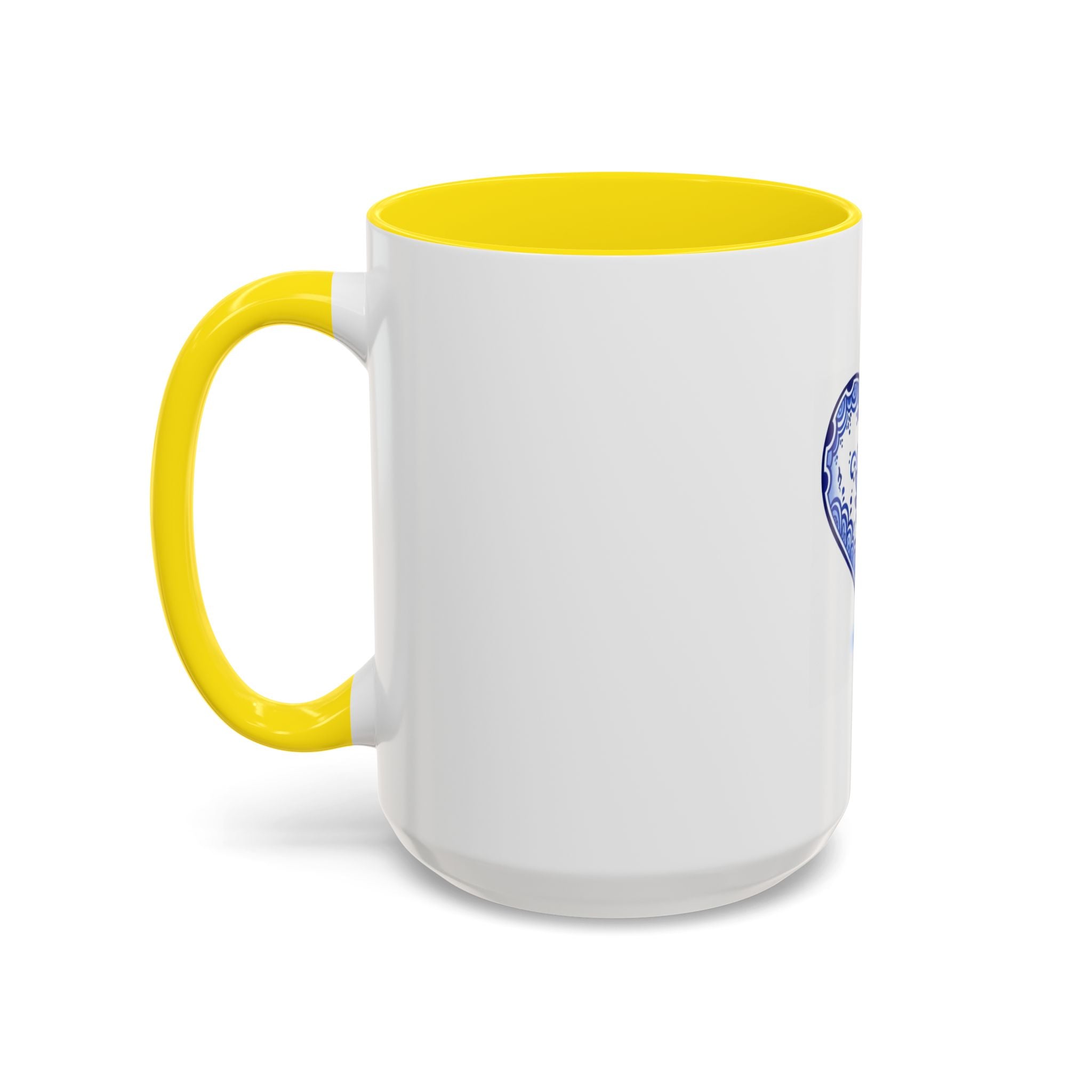 Blue Floral Heart Mug | Accent Coffee Mug 11oz 15oz