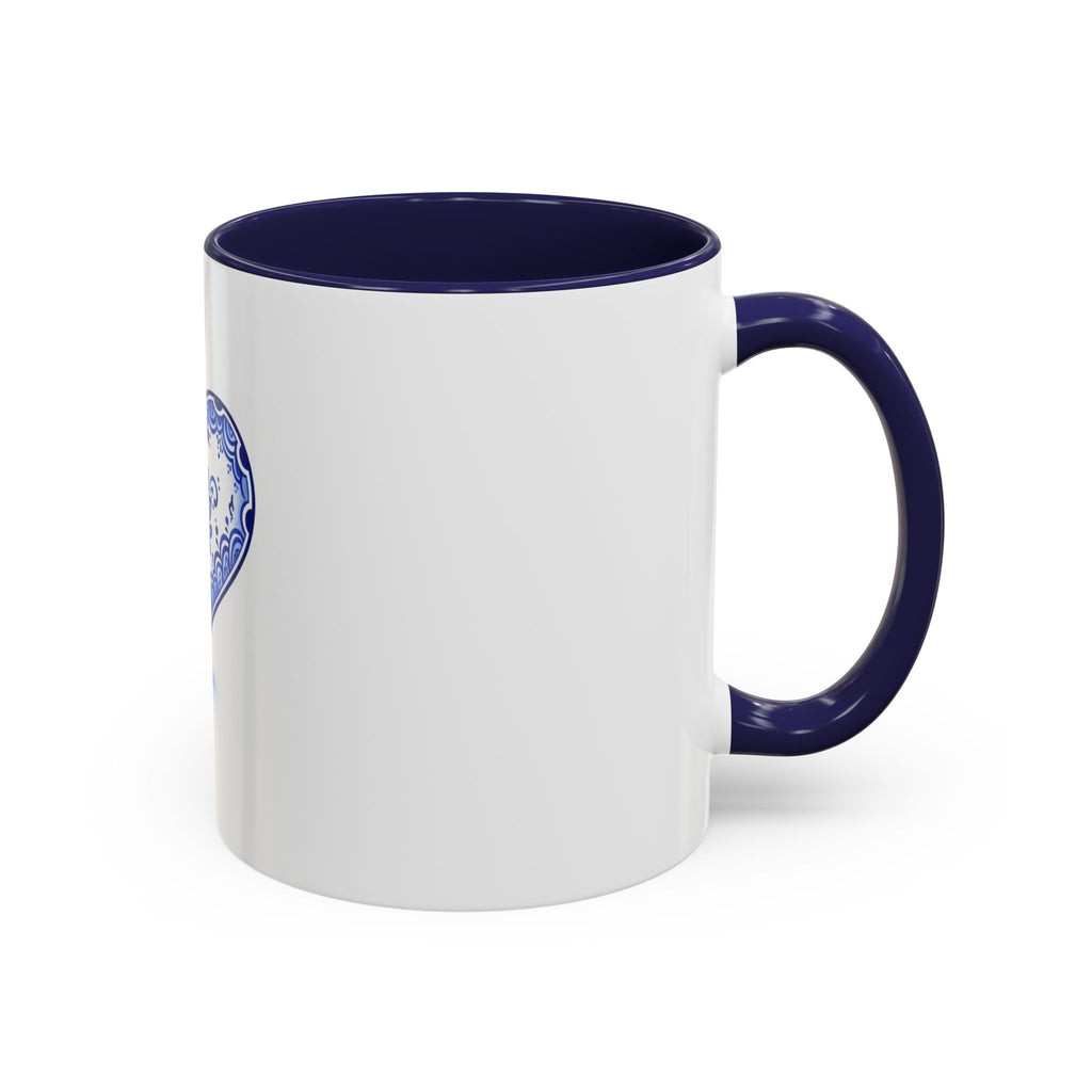 Blauwe mok met bloemenhart | Decoratieve koffiemok 325 ml 440 ml