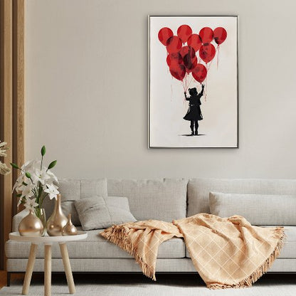 Acrylgemälde Girl Balloon Black 60x90cm
