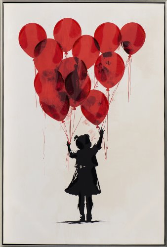 Acrylic painting Girl Balloon Black 60x90cm