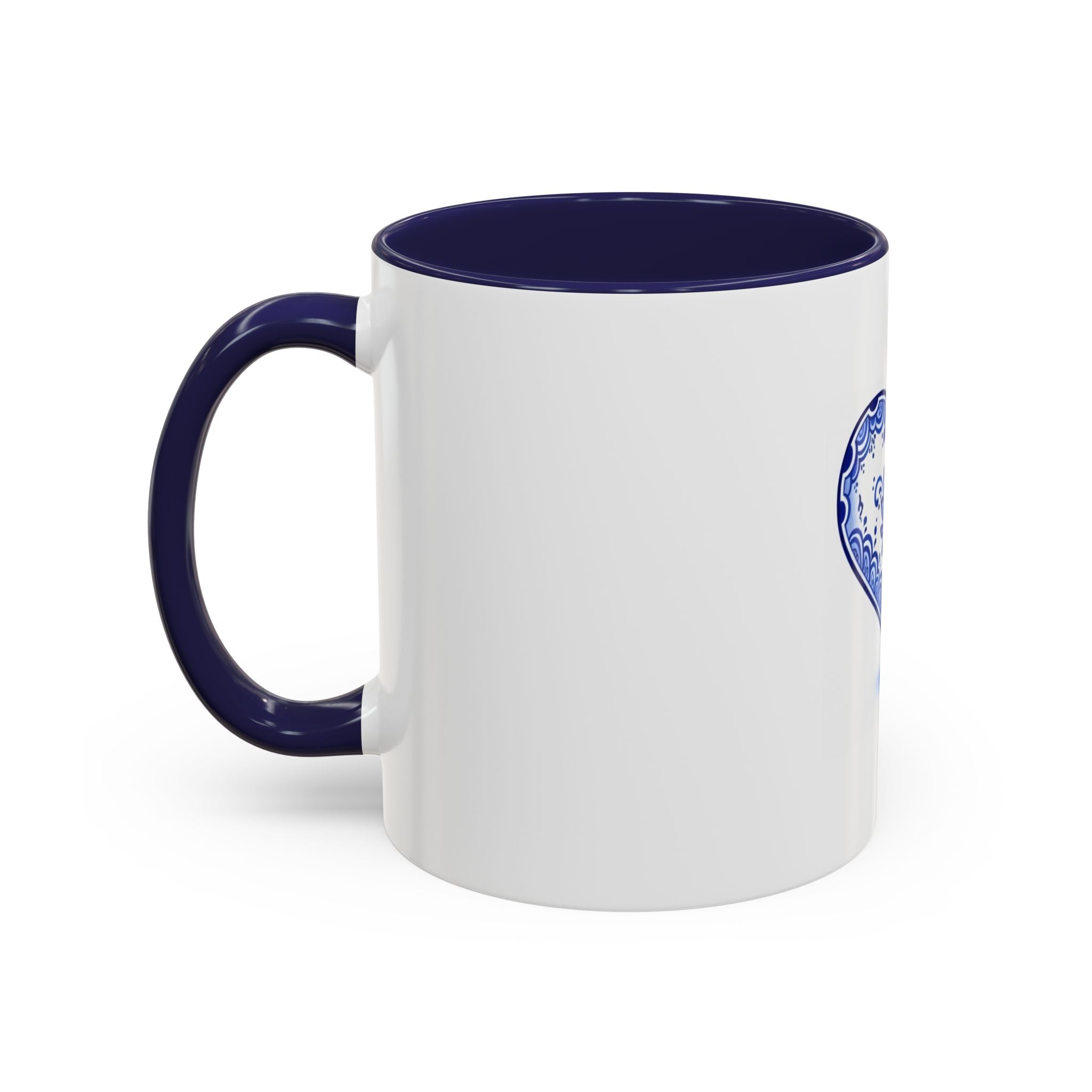 Blue Floral Heart Mug | Accent Coffee Mug 11oz 15oz