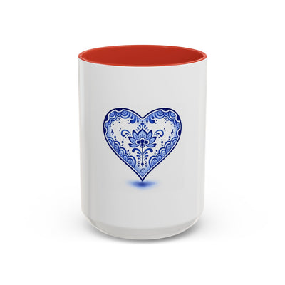 Blue Floral Heart Mug | Accent Coffee Mug 11oz 15oz