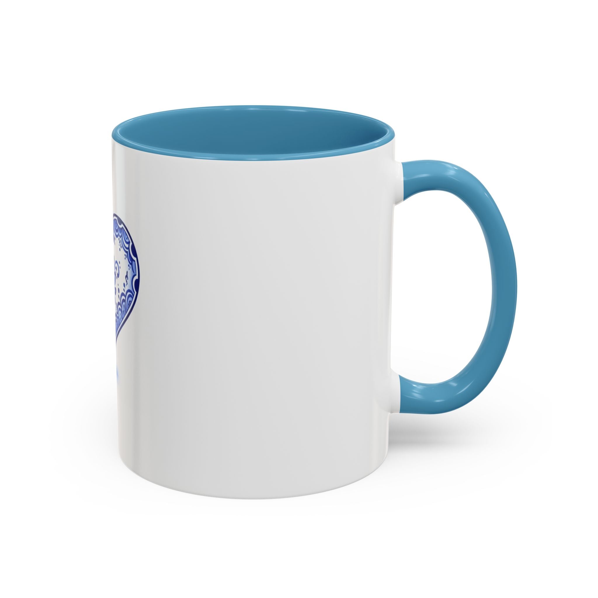 Blue Floral Heart Mug | Accent Coffee Mug 11oz 15oz