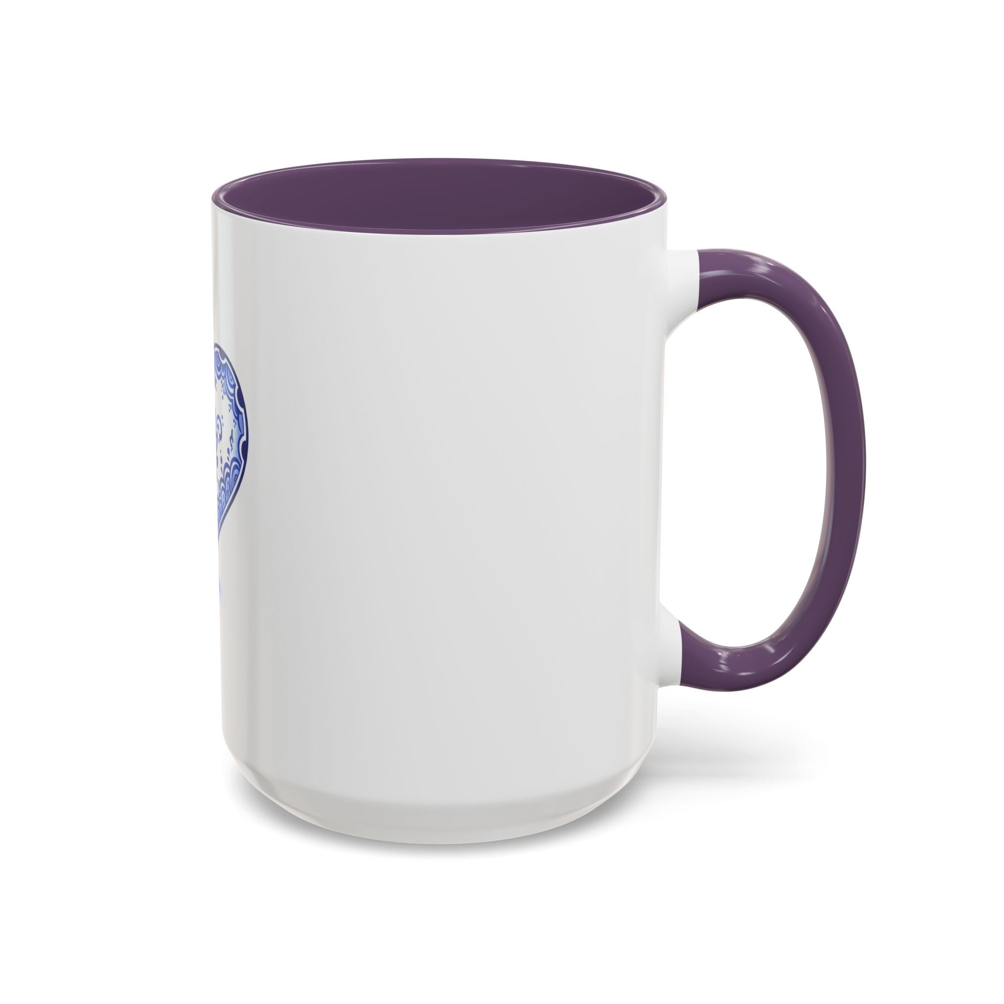 Blue Floral Heart Mug | Accent Coffee Mug 11oz 15oz