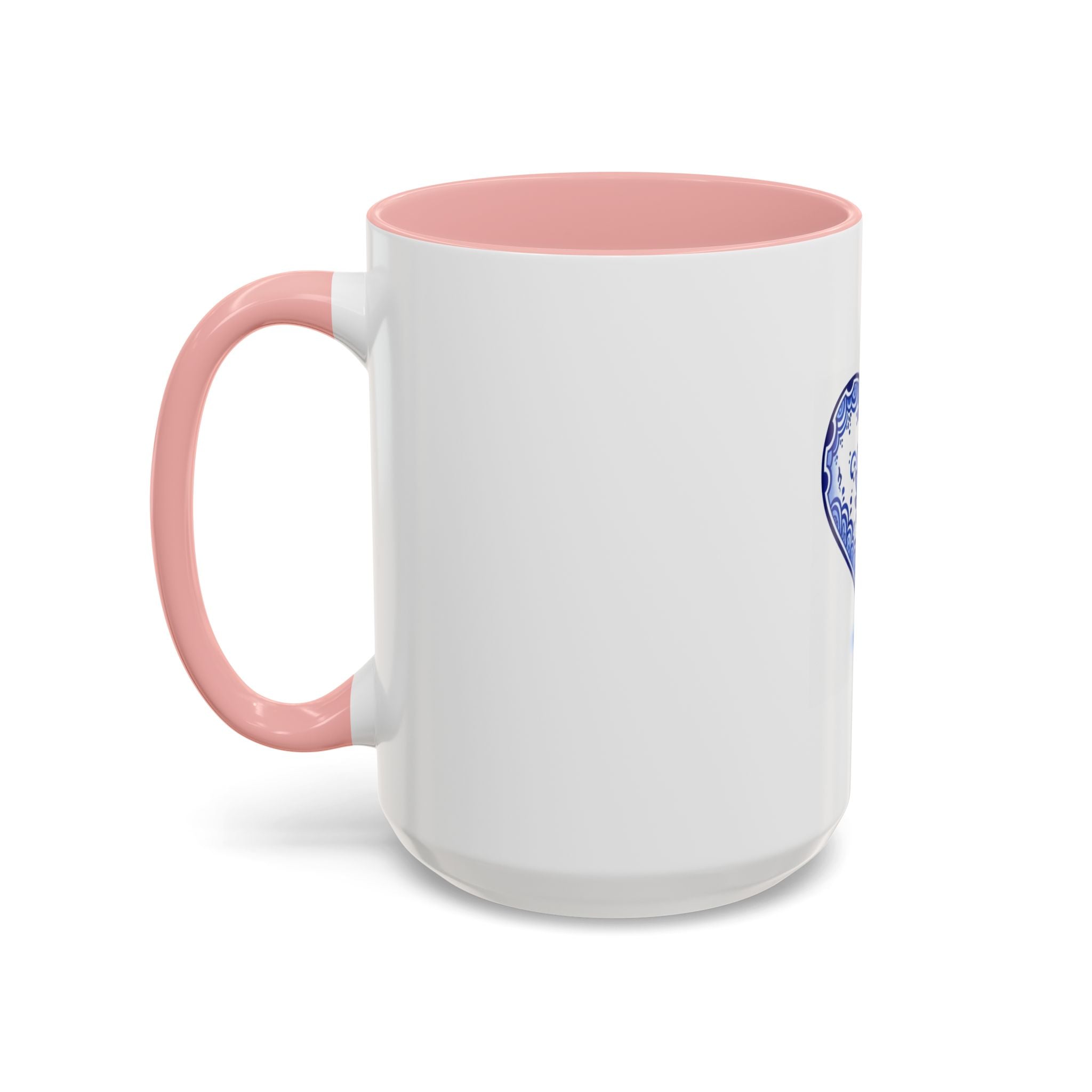 Blue Floral Heart Mug | Accent Coffee Mug 11oz 15oz
