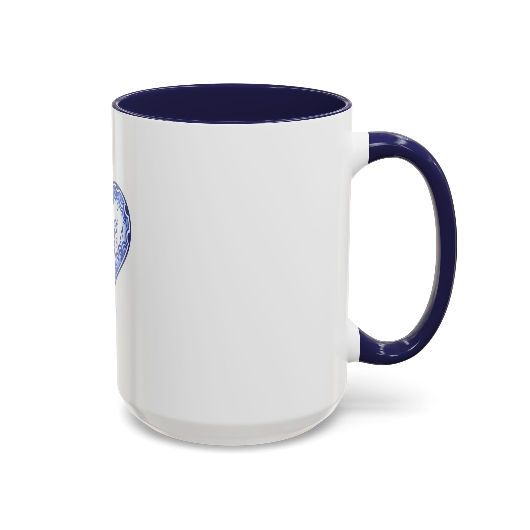 Blue Floral Heart Mug | Accent Coffee Mug 11oz 15oz