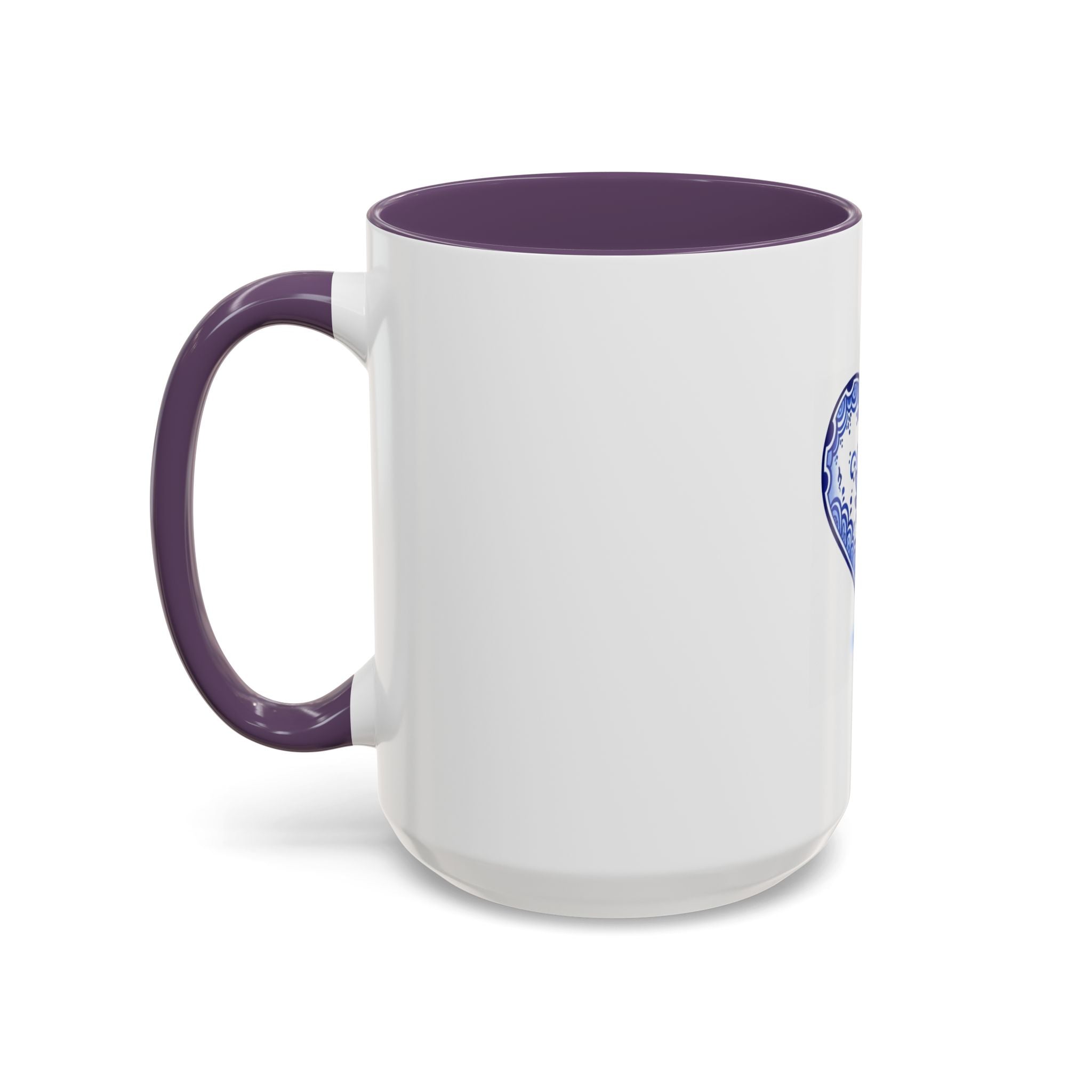 Blue Floral Heart Mug | Accent Coffee Mug 11oz 15oz