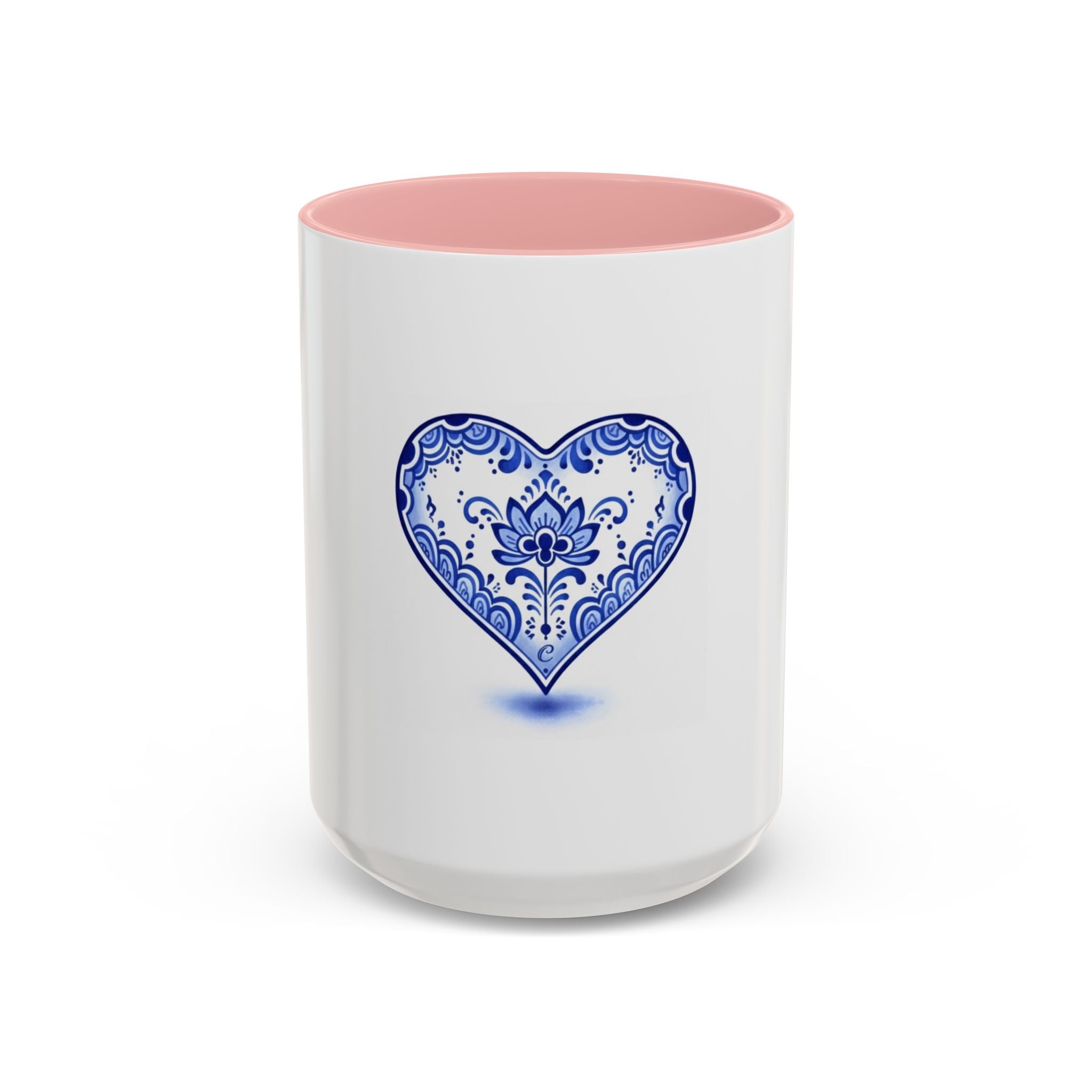 Blue Floral Heart Mug | Accent Coffee Mug 11oz 15oz
