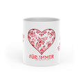 Heart Mug — Red Floral Heart Design with "FOREVER YOURS" — Valentine’s Day Gift Coffee Cup