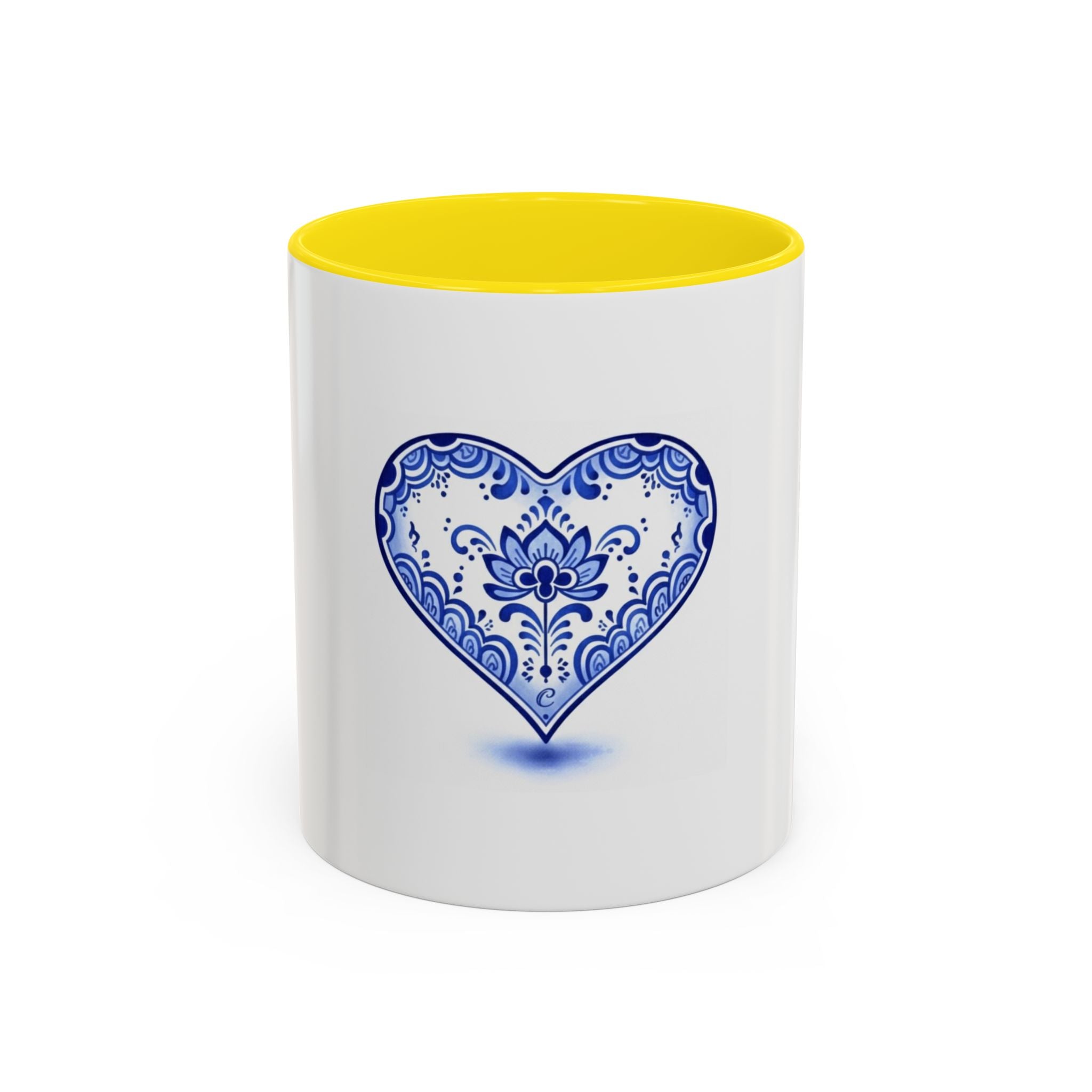 Blue Floral Heart Mug | Accent Coffee Mug 11oz 15oz