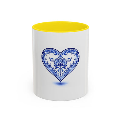Blue Floral Heart Mug | Accent Coffee Mug 11oz 15oz