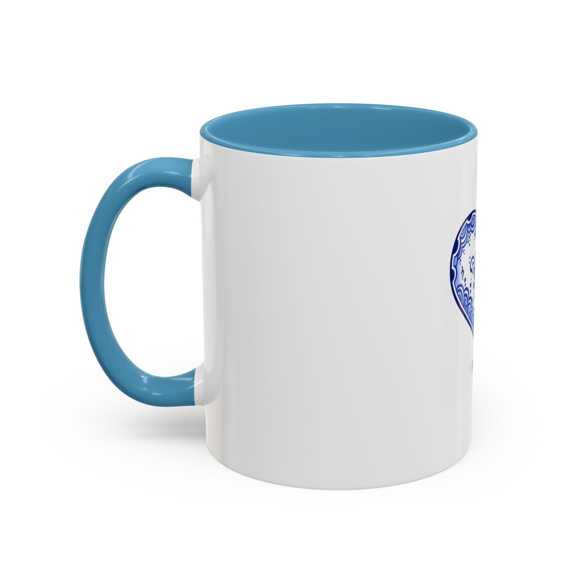 Blue Floral Heart Mug | Accent Coffee Mug 11oz 15oz
