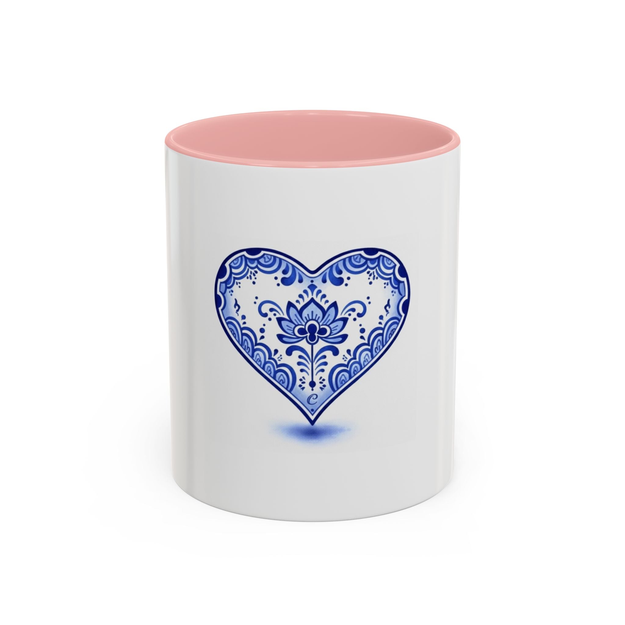 Blue Floral Heart Mug | Accent Coffee Mug 11oz 15oz