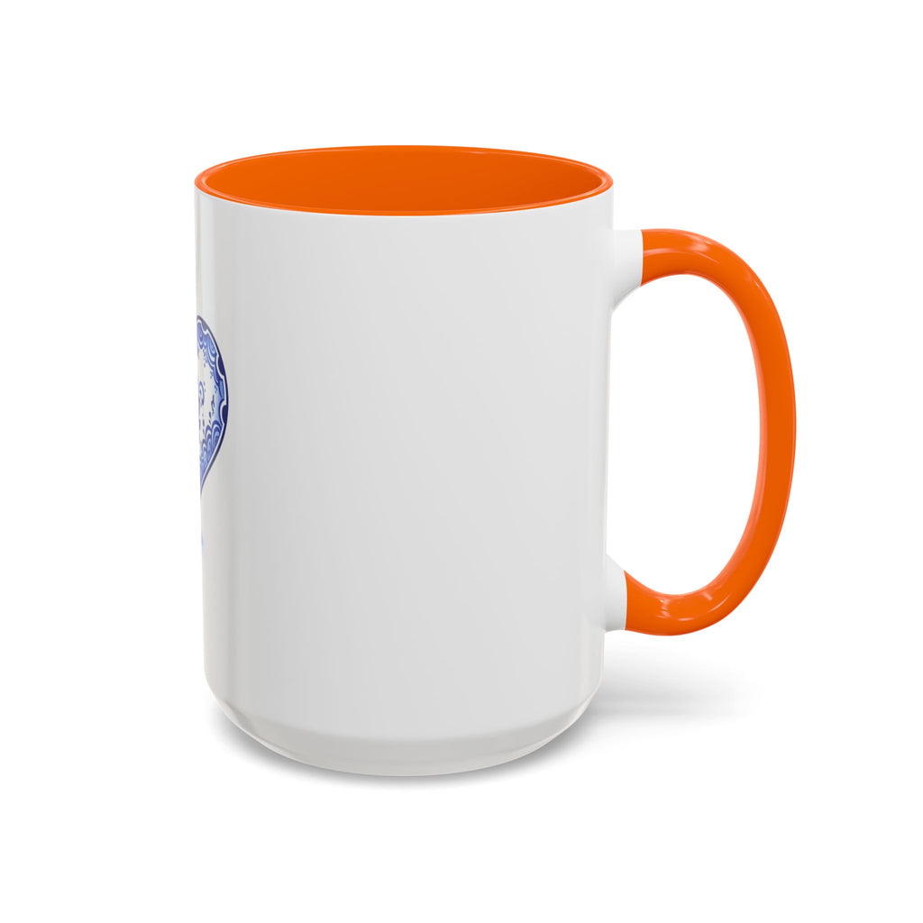 Blauwe mok met bloemenhart | Decoratieve koffiemok 325 ml 440 ml