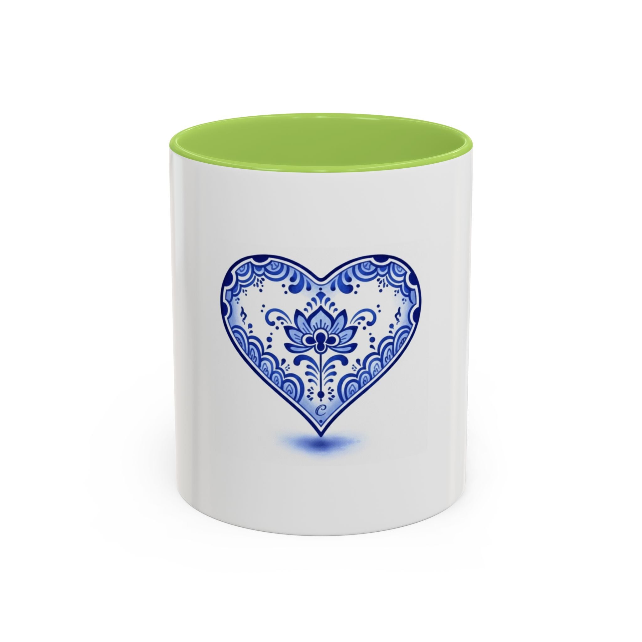 Blue Floral Heart Mug | Accent Coffee Mug 11oz 15oz
