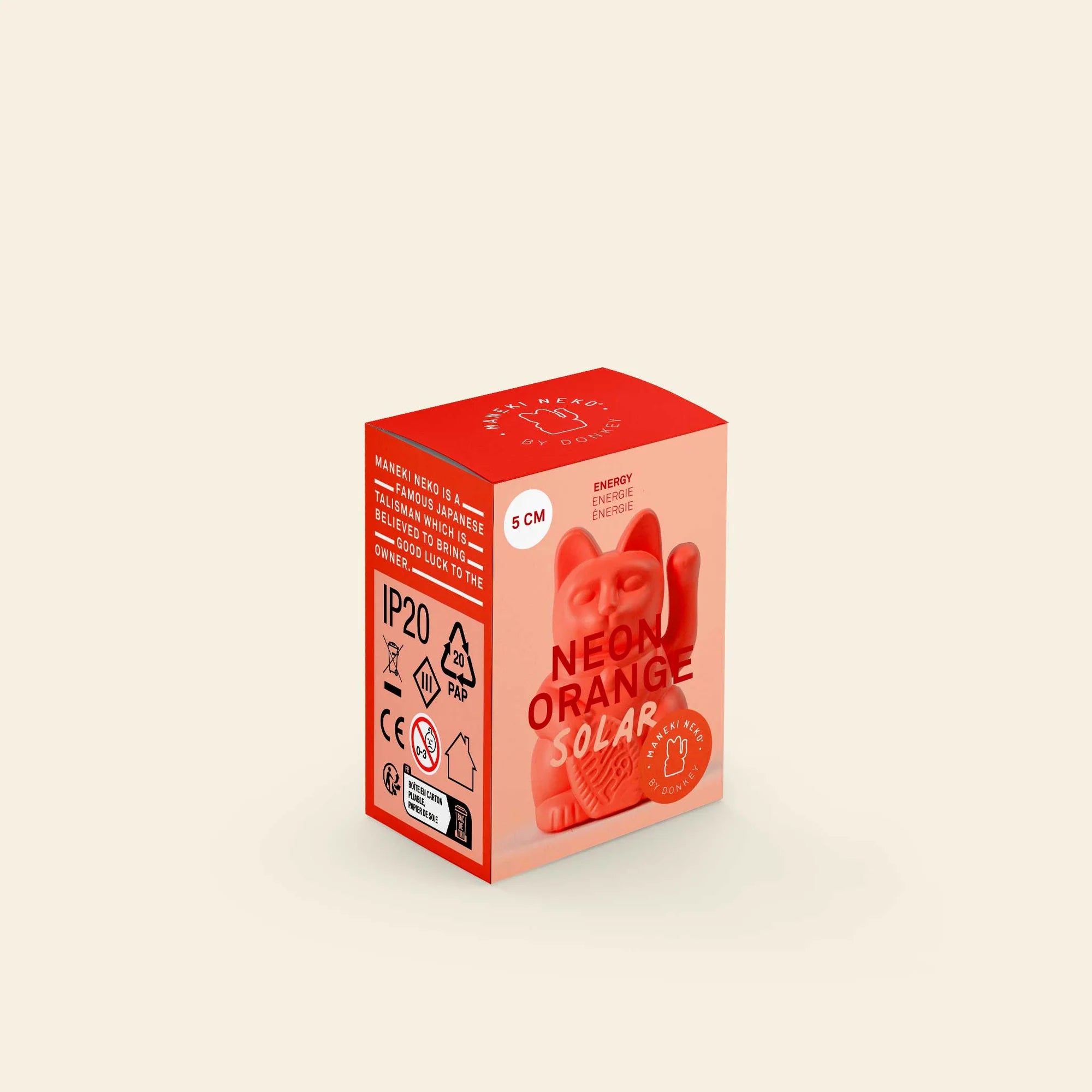 WINKEKATZE SOLAR NEON ORANGE - ENERGY LUCKY CAT