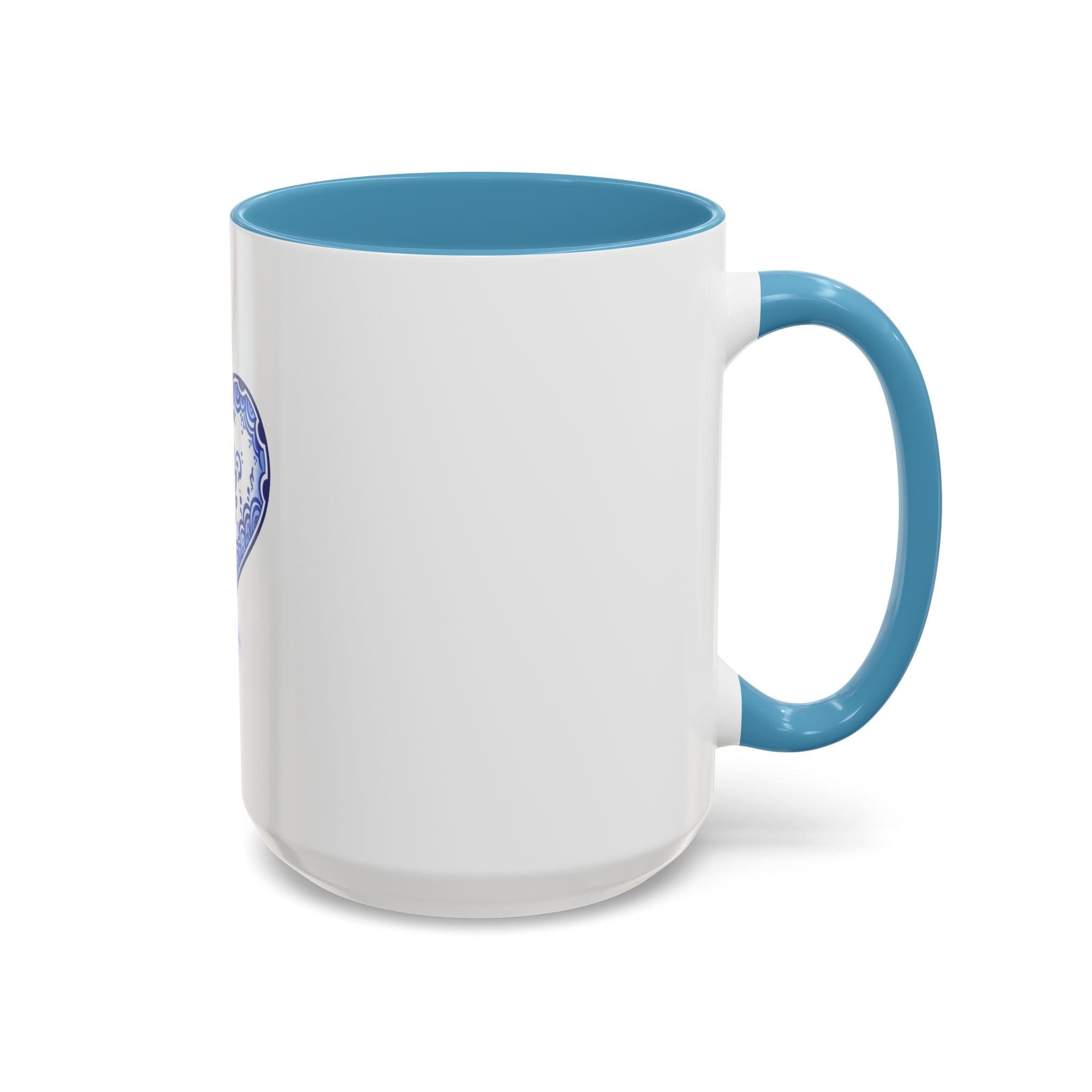 Blue Floral Heart Mug | Accent Coffee Mug 11oz 15oz