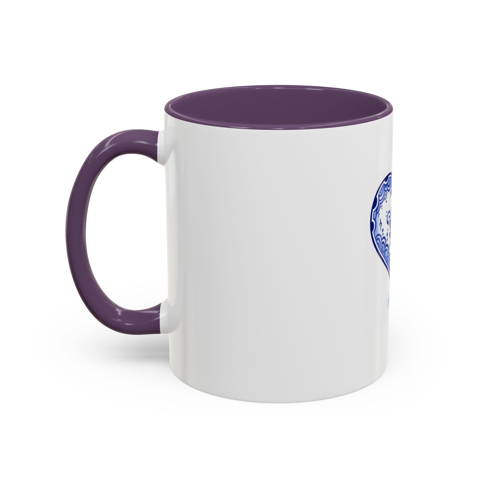 Blue Floral Heart Mug | Accent Coffee Mug 11oz 15oz