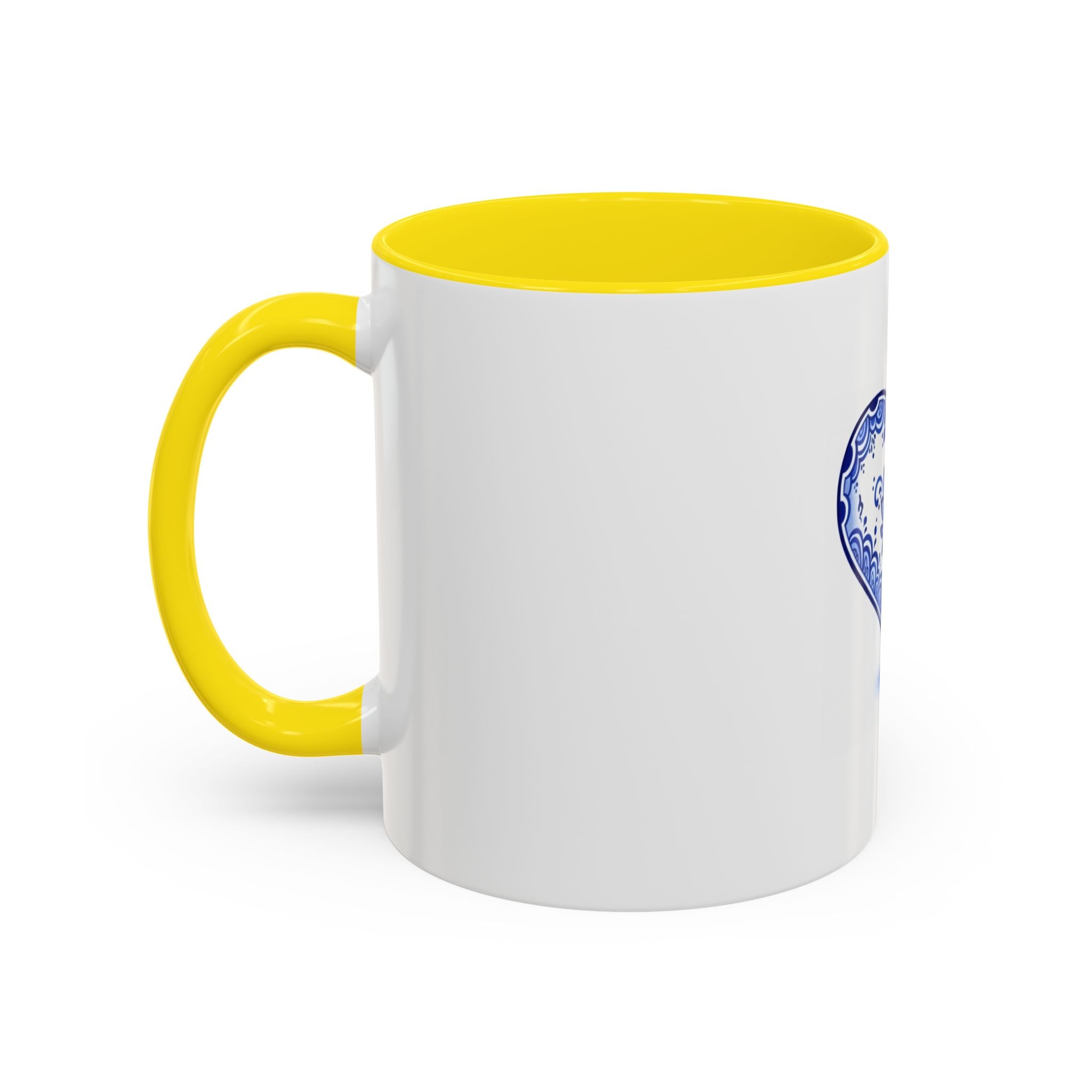 Blue Floral Heart Mug | Accent Coffee Mug 11oz 15oz