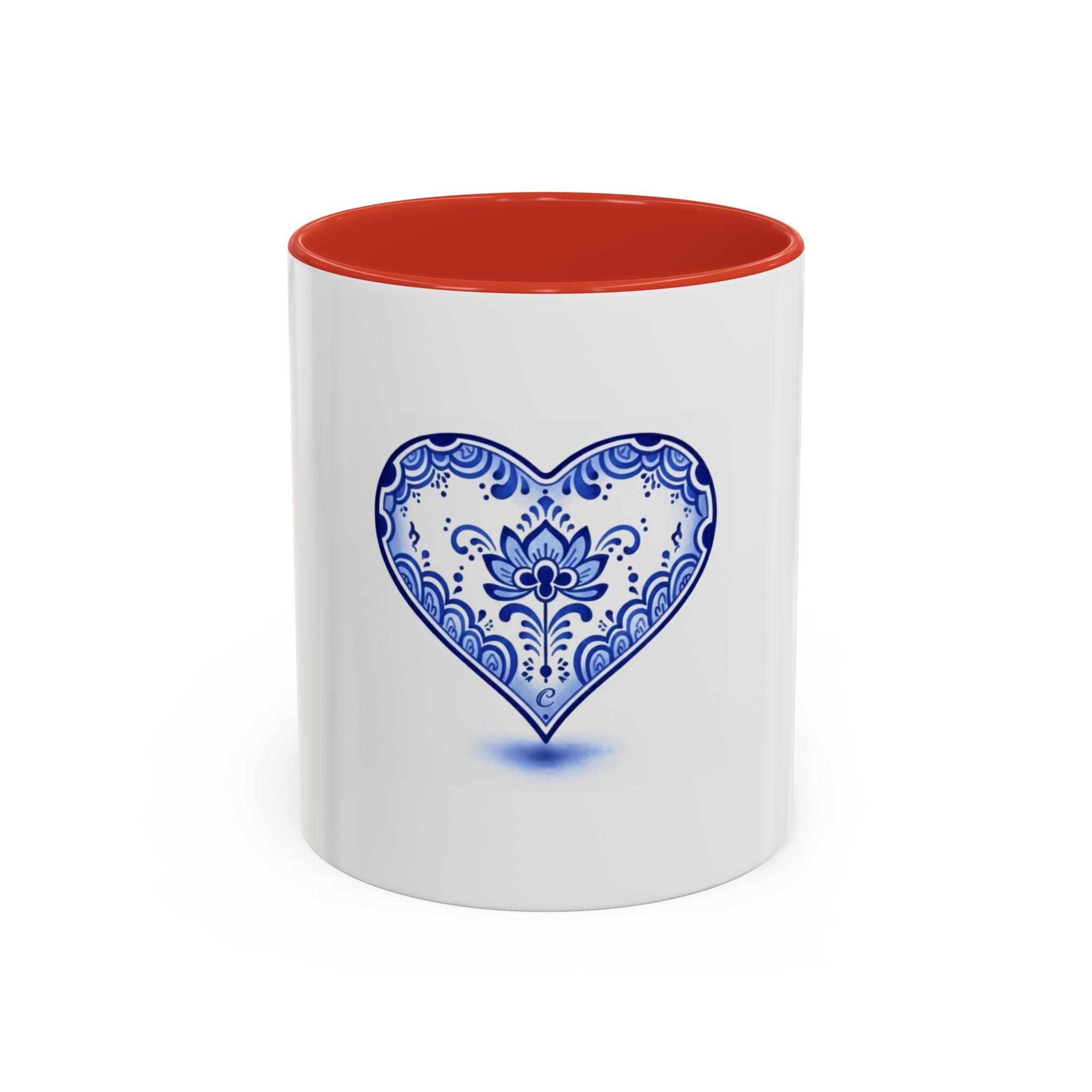 Blue Floral Heart Mug | Accent Coffee Mug 11oz 15oz