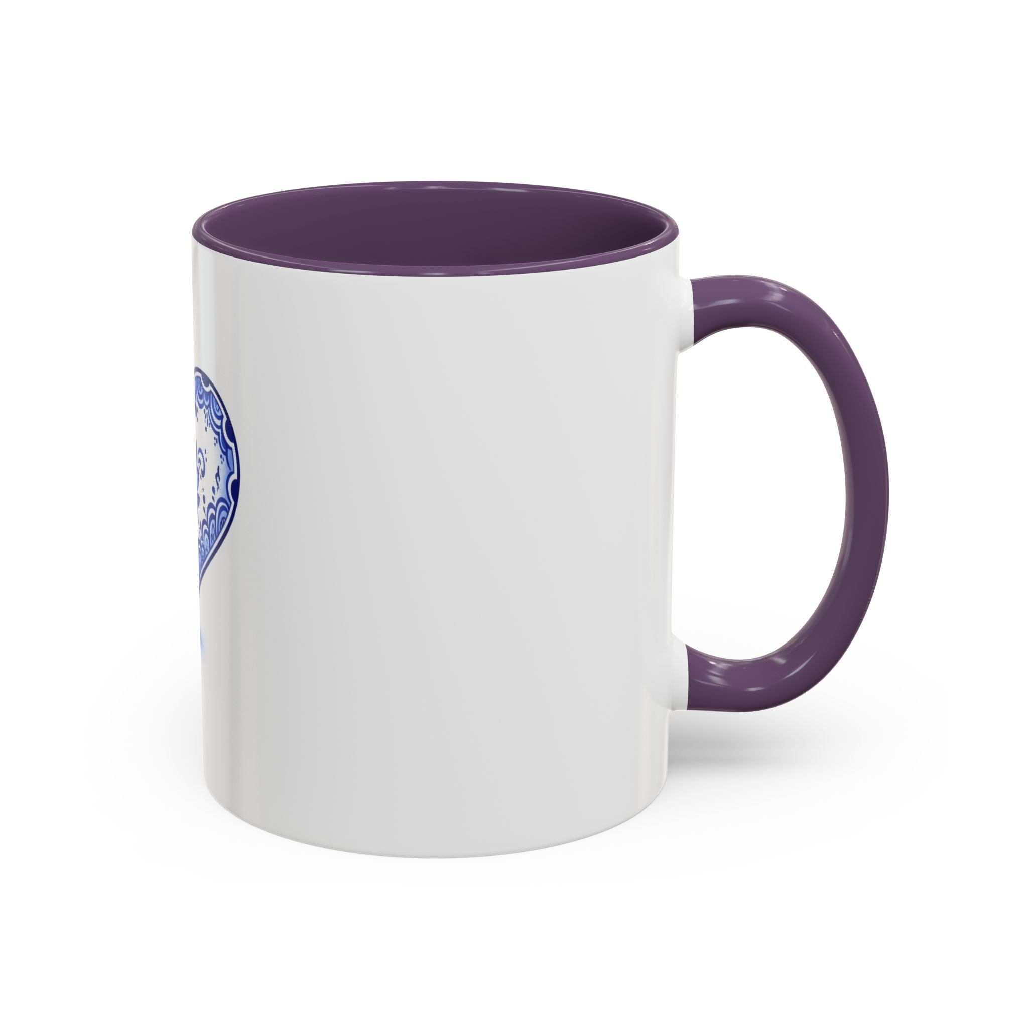 Blue Floral Heart Mug | Accent Coffee Mug 11oz 15oz