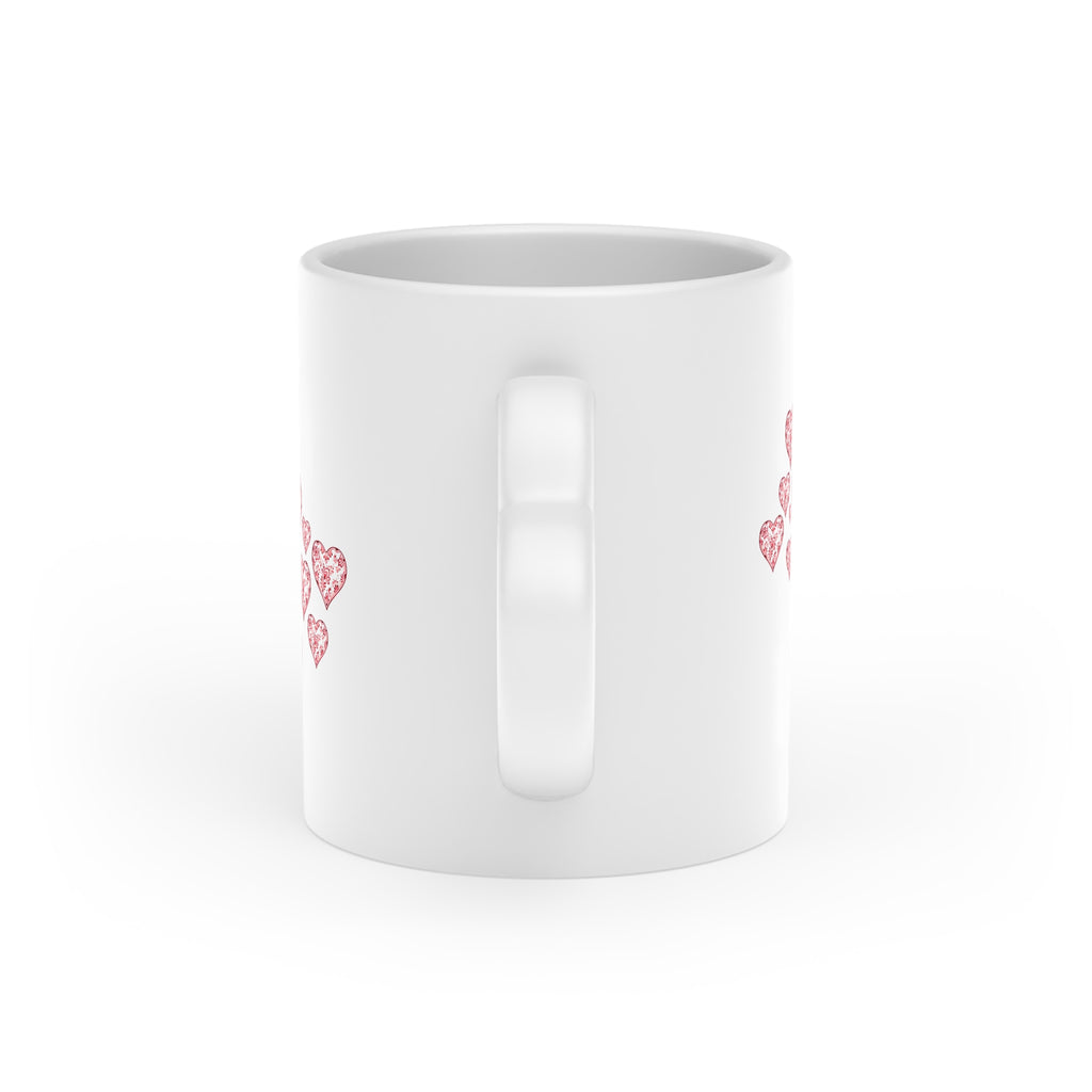 Heart Mug — Red Floral Heart Design with "FOREVER YOURS" — Valentine’s Day Gift Coffee Cup