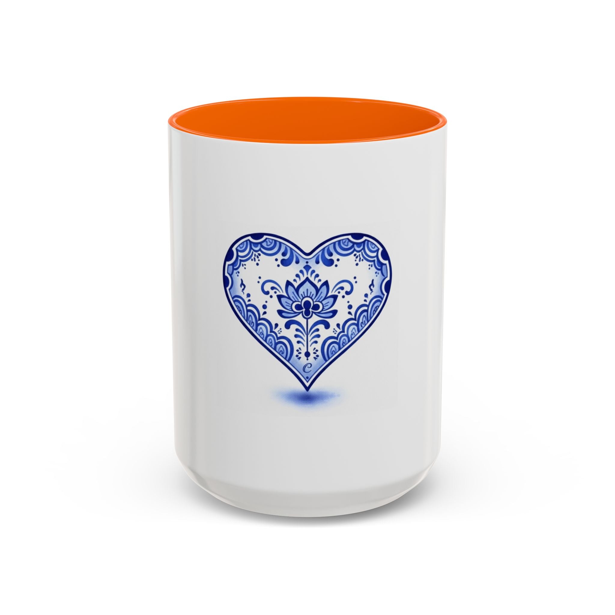Blue Floral Heart Mug | Accent Coffee Mug 11oz 15oz