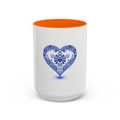 Blue Floral Heart Mug | Accent Coffee Mug 11oz 15oz