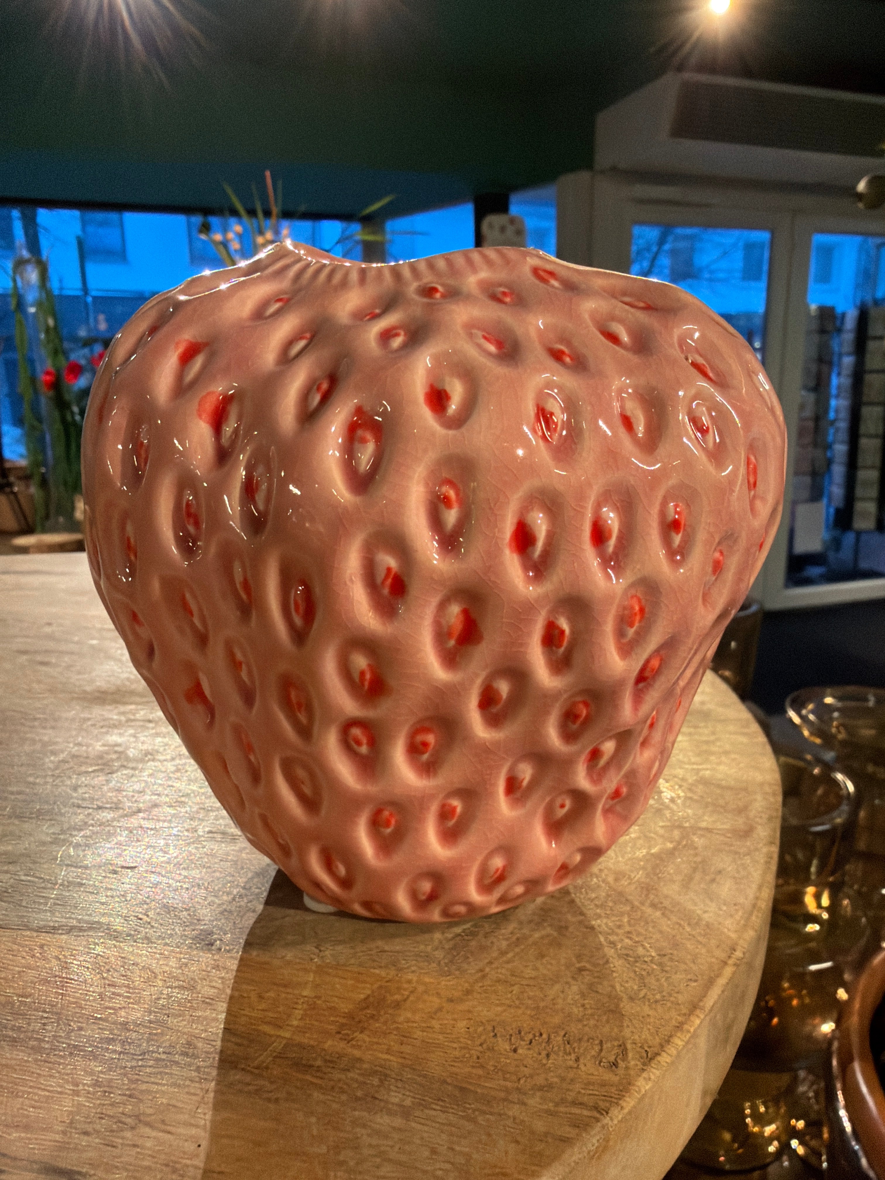 Aardbeienvaas, 13 cm hoog, potdiameter 13 cm