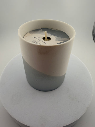 dipped white silver scented candle